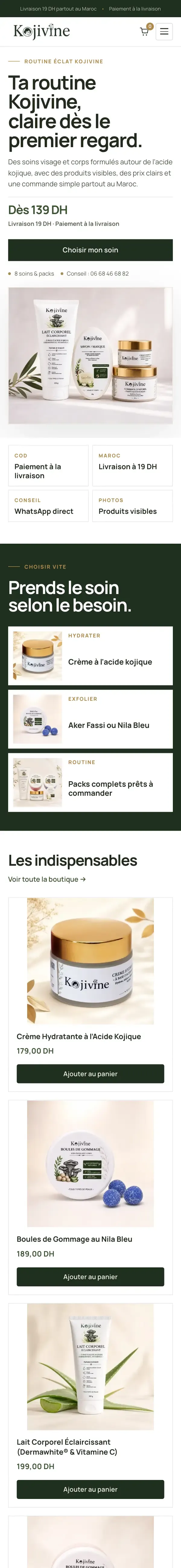 Site Kojivine sur mobile