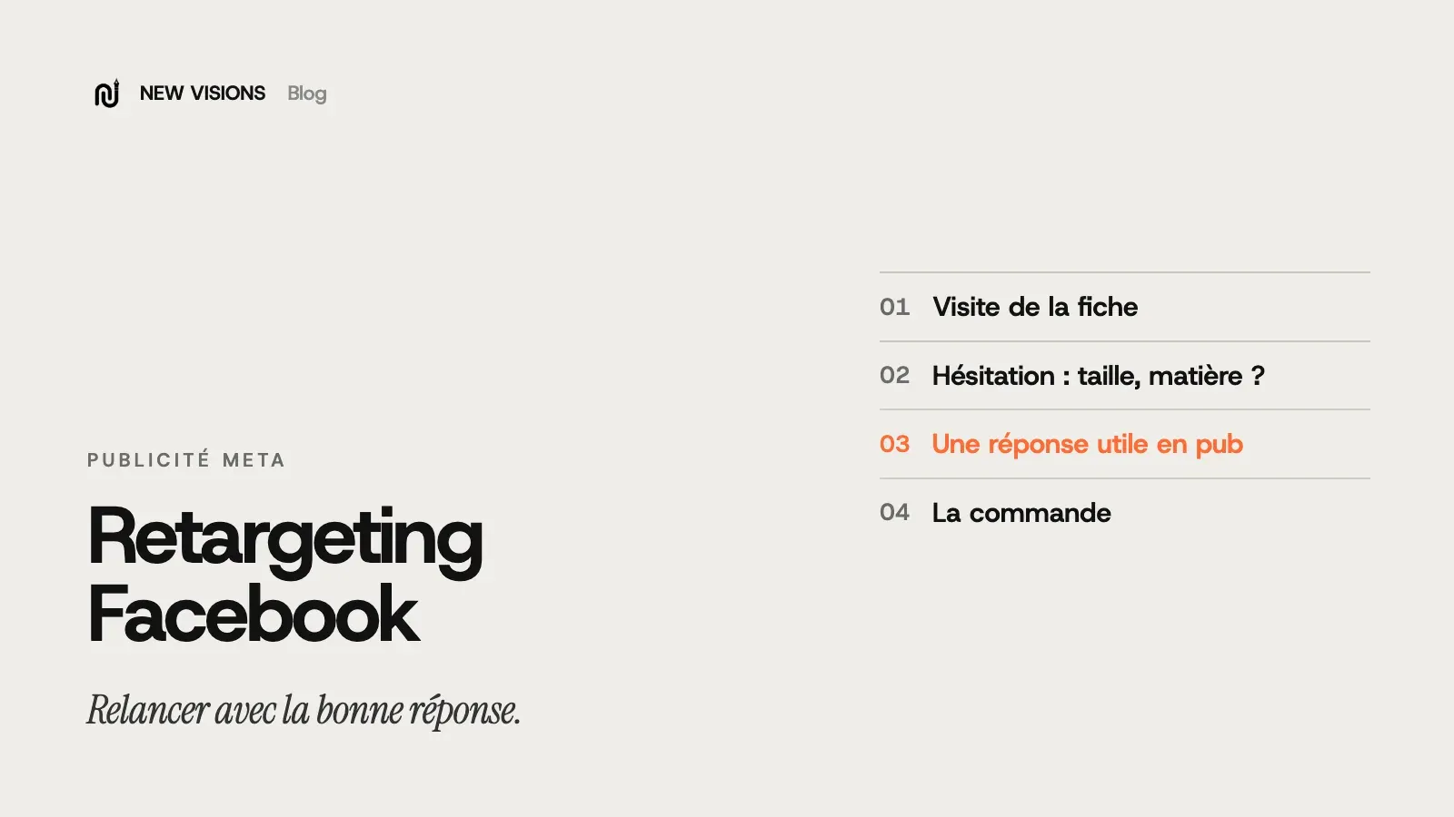 Couverture : retargeting Facebook, de la visite de la fiche à la commande grâce à une réponse utile